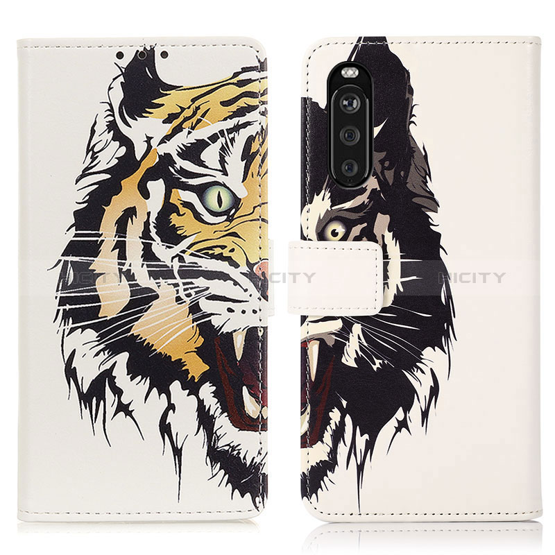 Coque Portefeuille Motif Fantaisie Livre Cuir Etui Clapet D02Y pour Sony Xperia 10 III Jaune Plus