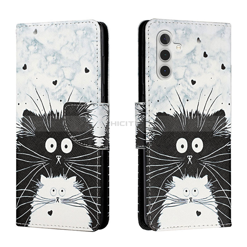 Coque Portefeuille Motif Fantaisie Livre Cuir Etui Clapet H01X pour Samsung Galaxy A04s Gris Plus