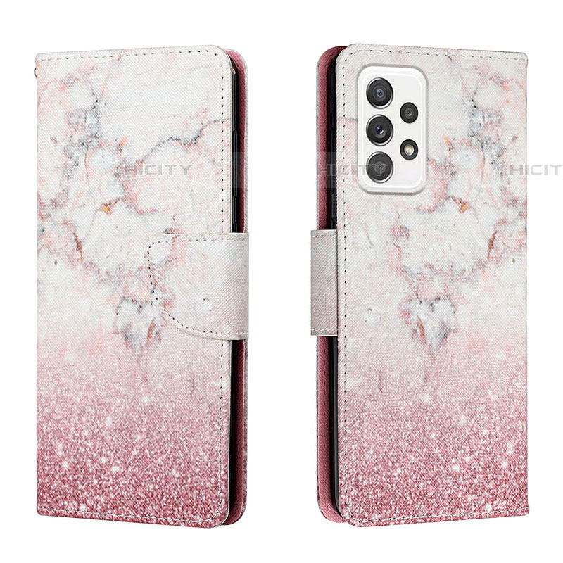 Coque Portefeuille Motif Fantaisie Livre Cuir Etui Clapet H01X pour Samsung Galaxy A53 5G Rose Plus