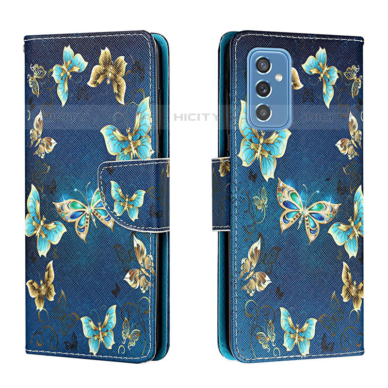 Coque Portefeuille Motif Fantaisie Livre Cuir Etui Clapet H01X pour Samsung Galaxy M52 5G Bleu Royal Plus