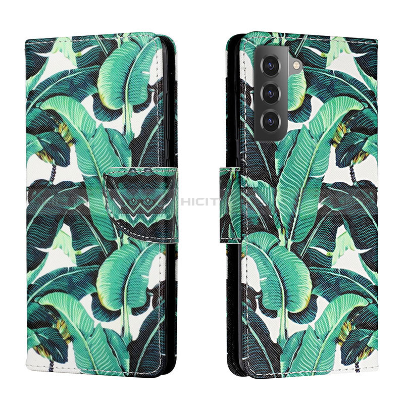 Coque Portefeuille Motif Fantaisie Livre Cuir Etui Clapet H01X pour Samsung Galaxy S23 Plus 5G Vert Plus