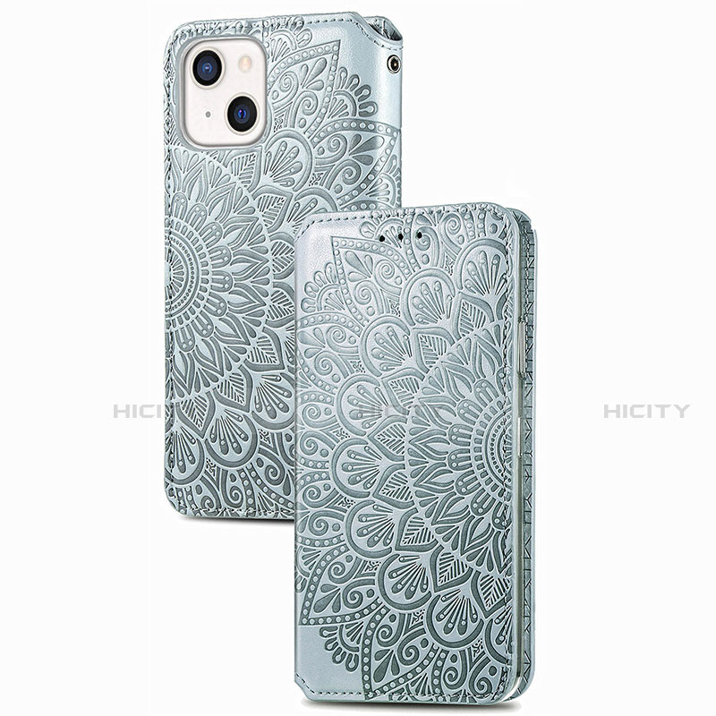 Coque Portefeuille Motif Fantaisie Livre Cuir Etui Clapet H02 pour Apple iPhone 13 Argent Plus