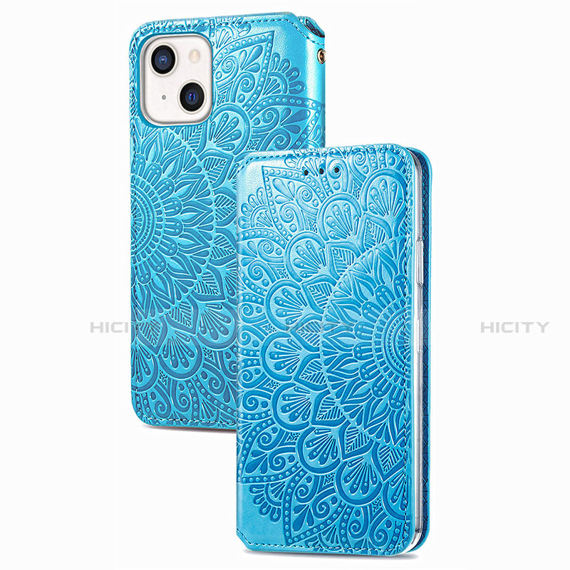 Coque Portefeuille Motif Fantaisie Livre Cuir Etui Clapet H02 pour Apple iPhone 13 Bleu Plus