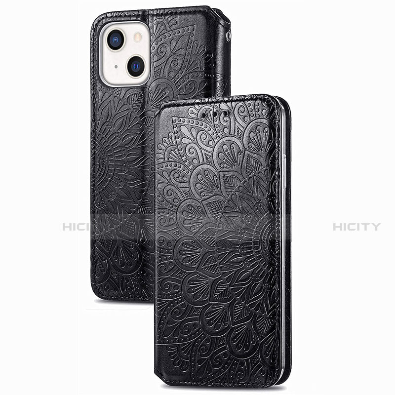 Coque Portefeuille Motif Fantaisie Livre Cuir Etui Clapet H02 pour Apple iPhone 13 Noir Plus