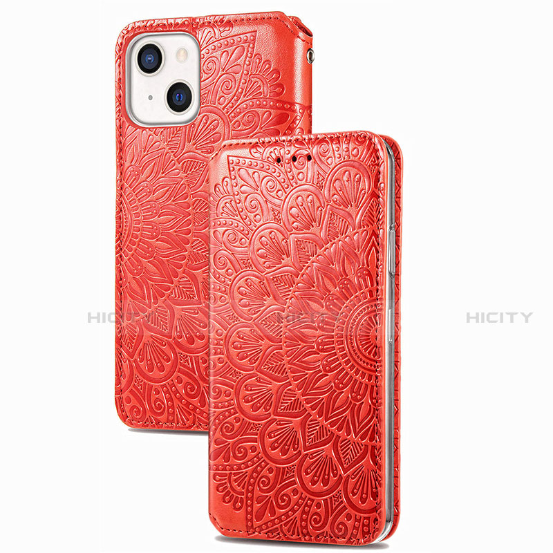 Coque Portefeuille Motif Fantaisie Livre Cuir Etui Clapet H02 pour Apple iPhone 13 Rouge Plus