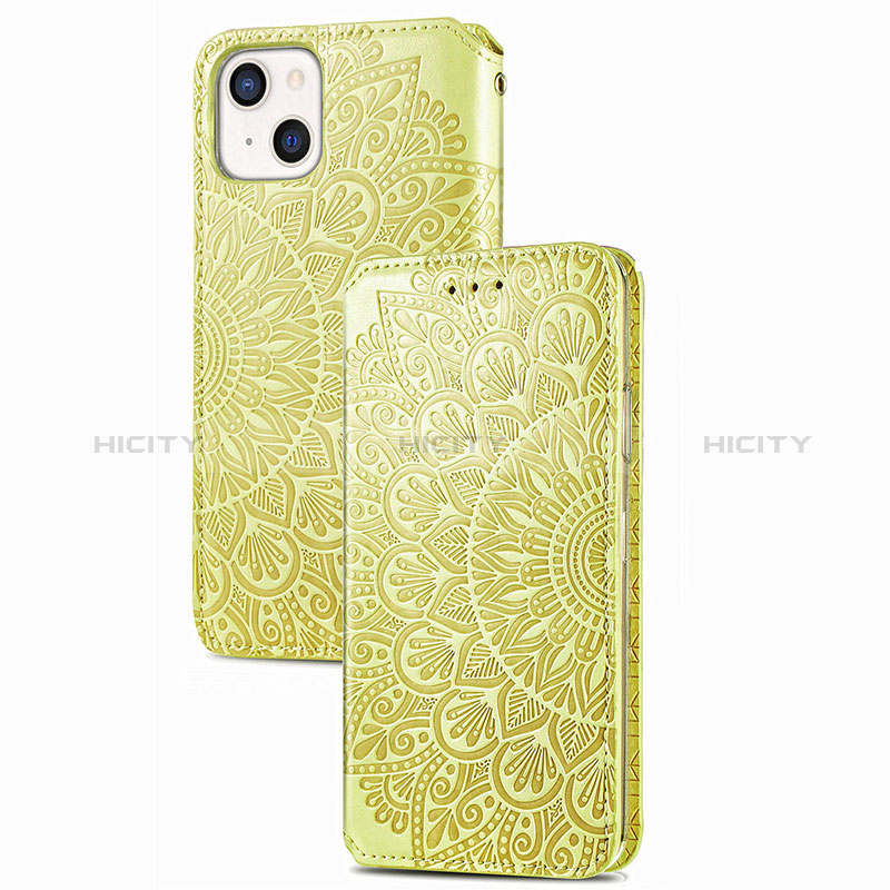 Coque Portefeuille Motif Fantaisie Livre Cuir Etui Clapet H02 pour Apple iPhone 15 Jaune Plus