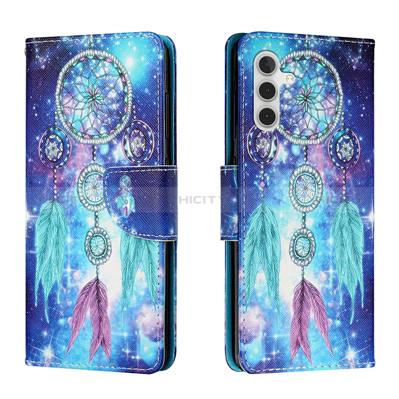 Coque Portefeuille Motif Fantaisie Livre Cuir Etui Clapet H02X pour Samsung Galaxy A04s Bleu Plus