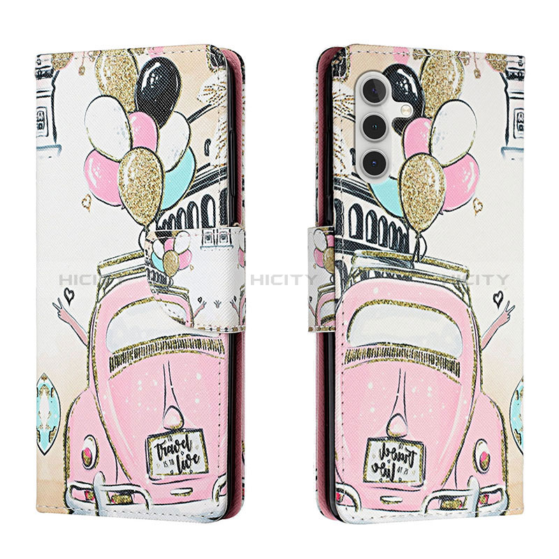 Coque Portefeuille Motif Fantaisie Livre Cuir Etui Clapet H02X pour Samsung Galaxy A04s Rose Plus