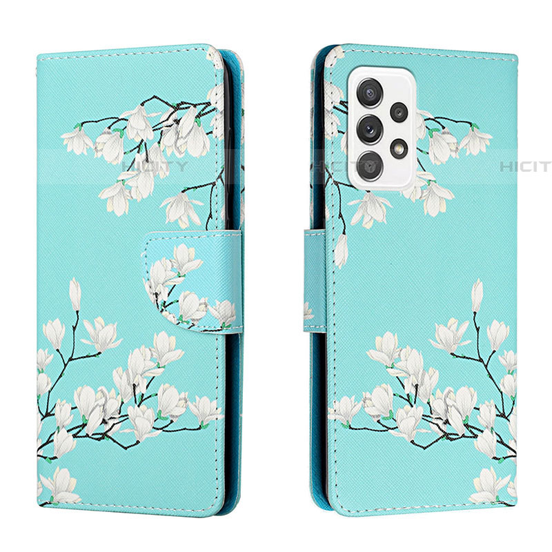 Coque Portefeuille Motif Fantaisie Livre Cuir Etui Clapet H02X pour Samsung Galaxy A53 5G Cyan Plus