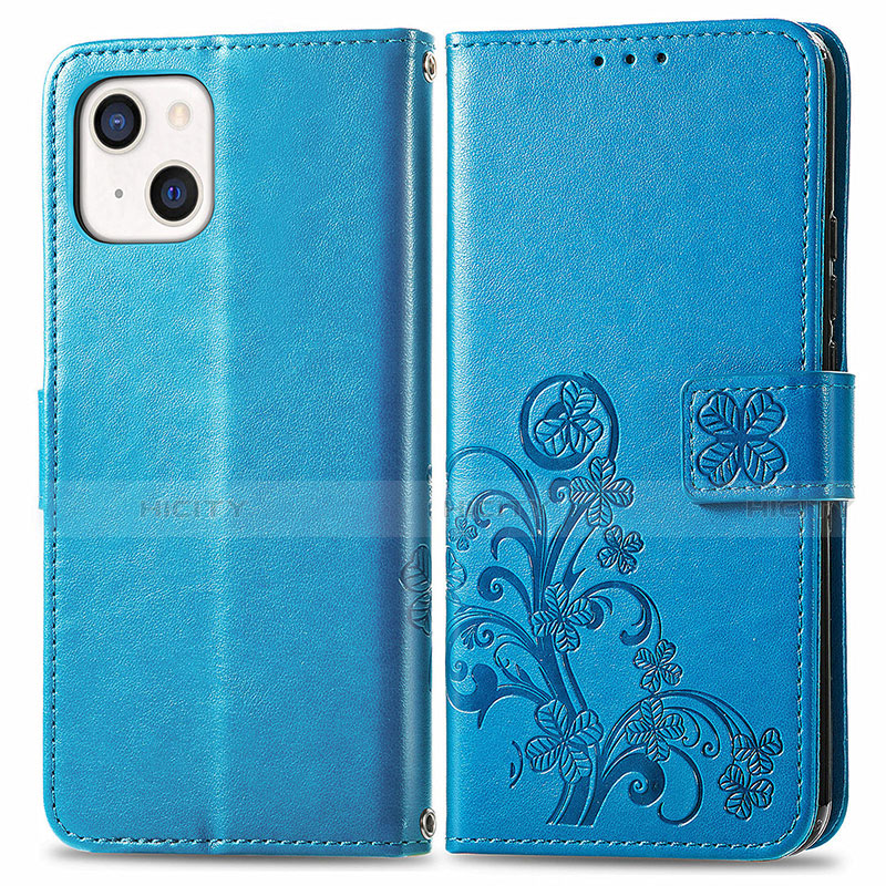 Coque Portefeuille Motif Fantaisie Livre Cuir Etui Clapet H03 pour Apple iPhone 13 Bleu Plus