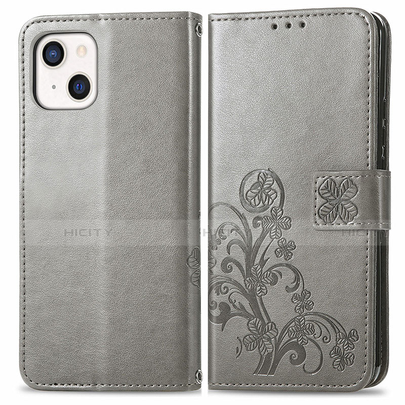 Coque Portefeuille Motif Fantaisie Livre Cuir Etui Clapet H03 pour Apple iPhone 13 Gris Plus