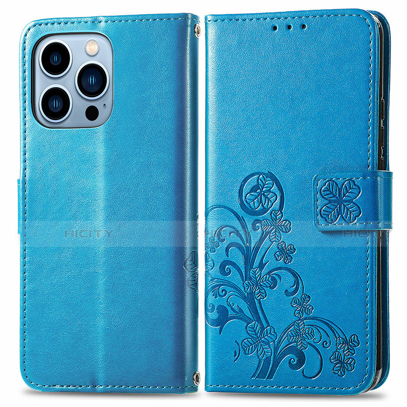 Coque Portefeuille Motif Fantaisie Livre Cuir Etui Clapet H03 pour Apple iPhone 13 Pro Bleu Plus