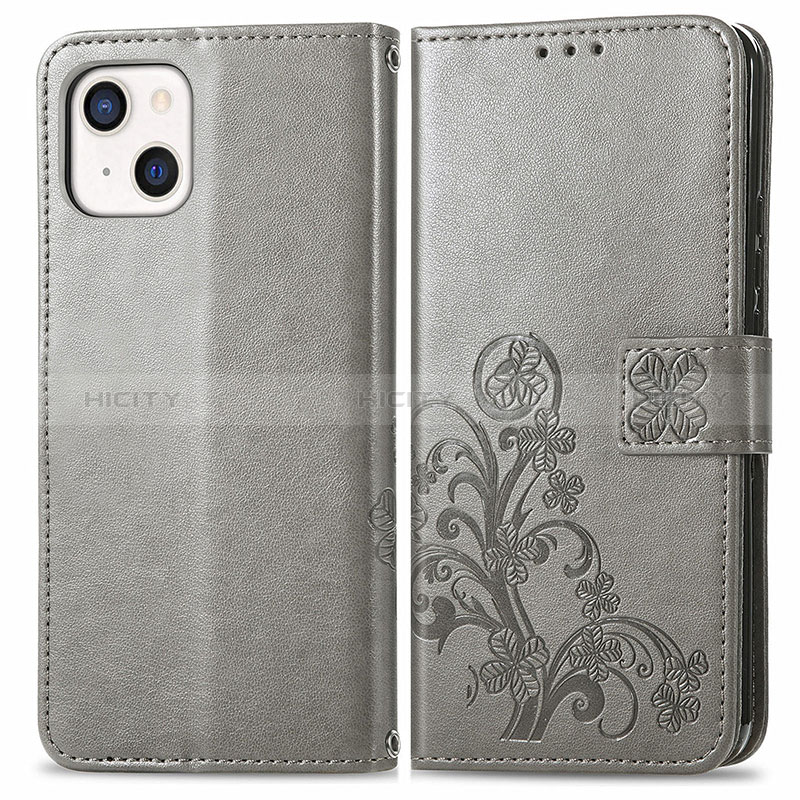 Coque Portefeuille Motif Fantaisie Livre Cuir Etui Clapet H03 pour Apple iPhone 15 Gris Plus