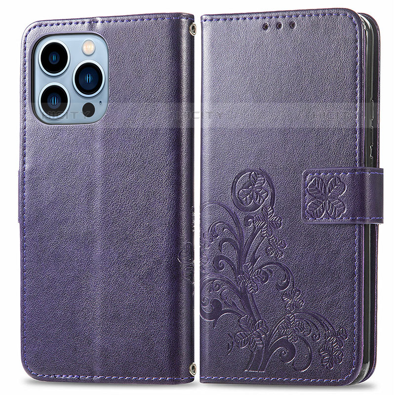 Coque Portefeuille Motif Fantaisie Livre Cuir Etui Clapet H03 pour Apple iPhone 15 Pro Max Violet Plus