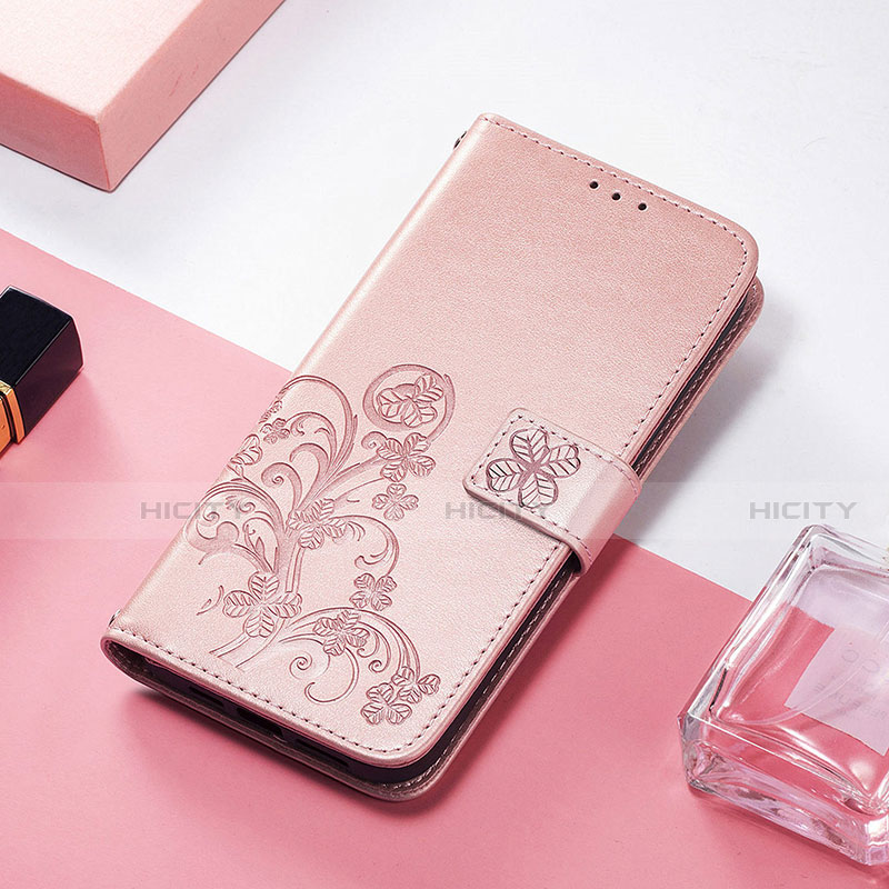 Coque Portefeuille Motif Fantaisie Livre Cuir Etui Clapet H04 pour Apple iPhone 14 Or Rose Plus