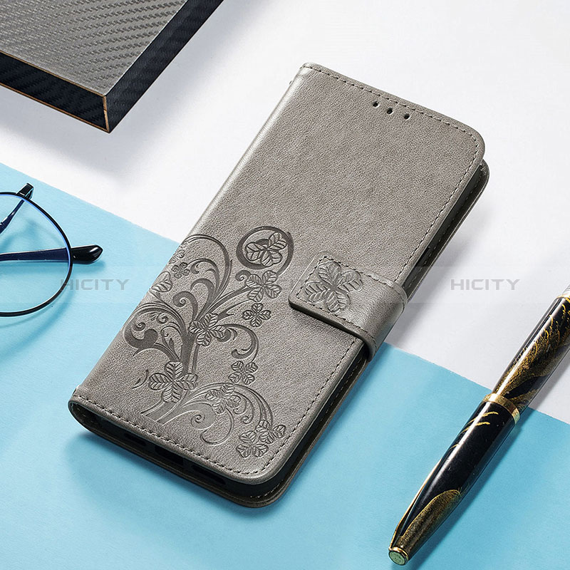 Coque Portefeuille Motif Fantaisie Livre Cuir Etui Clapet H04 pour Apple iPhone 14 Pro Max Gris Plus