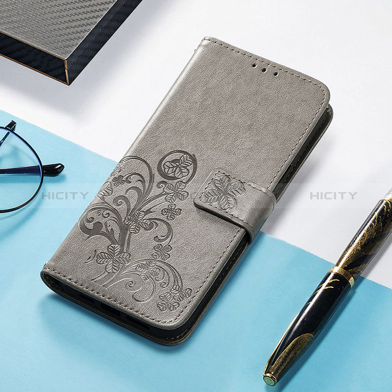 Coque Portefeuille Motif Fantaisie Livre Cuir Etui Clapet H04 pour Apple iPhone 15 Gris Plus