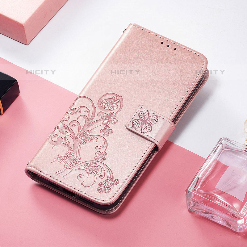 Coque Portefeuille Motif Fantaisie Livre Cuir Etui Clapet H04 pour Apple iPhone 15 Pro Max Or Rose Plus