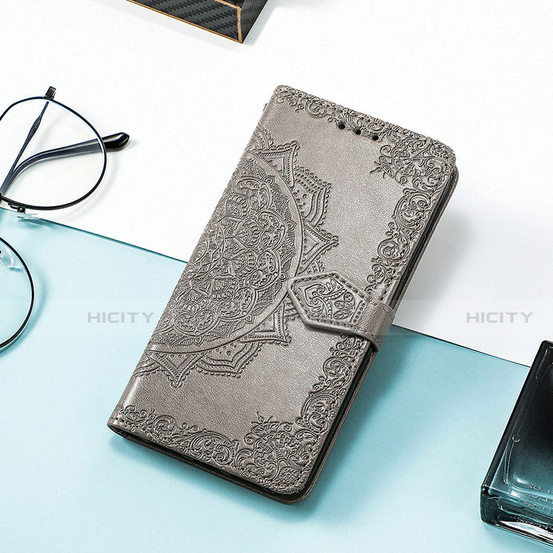 Coque Portefeuille Motif Fantaisie Livre Cuir Etui Clapet H06 pour Apple iPhone 13 Gris Plus