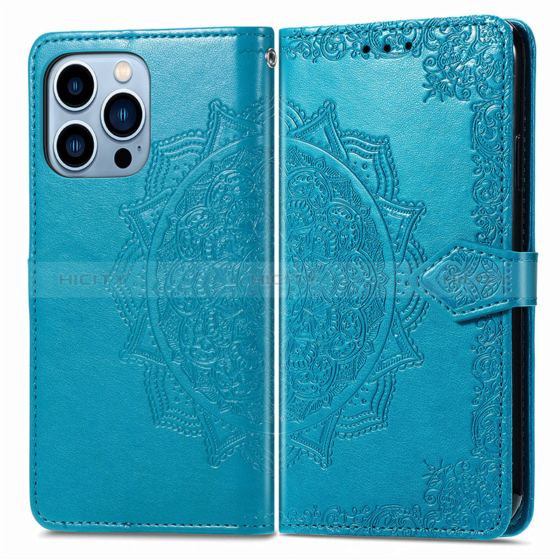 Coque Portefeuille Motif Fantaisie Livre Cuir Etui Clapet H06 pour Apple iPhone 14 Pro Bleu Plus