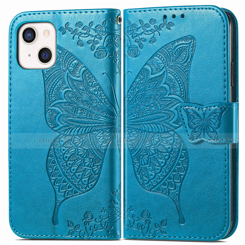 Coque Portefeuille Motif Fantaisie Livre Cuir Etui Clapet H07 pour Apple iPhone 13 Bleu Plus