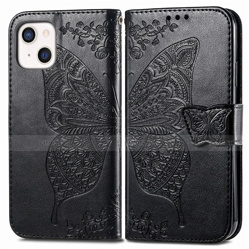 Coque Portefeuille Motif Fantaisie Livre Cuir Etui Clapet H07 pour Apple iPhone 13 Mini Noir Plus