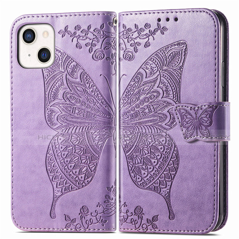 Coque Portefeuille Motif Fantaisie Livre Cuir Etui Clapet H07 pour Apple iPhone 13 Mini Violet Clair Plus