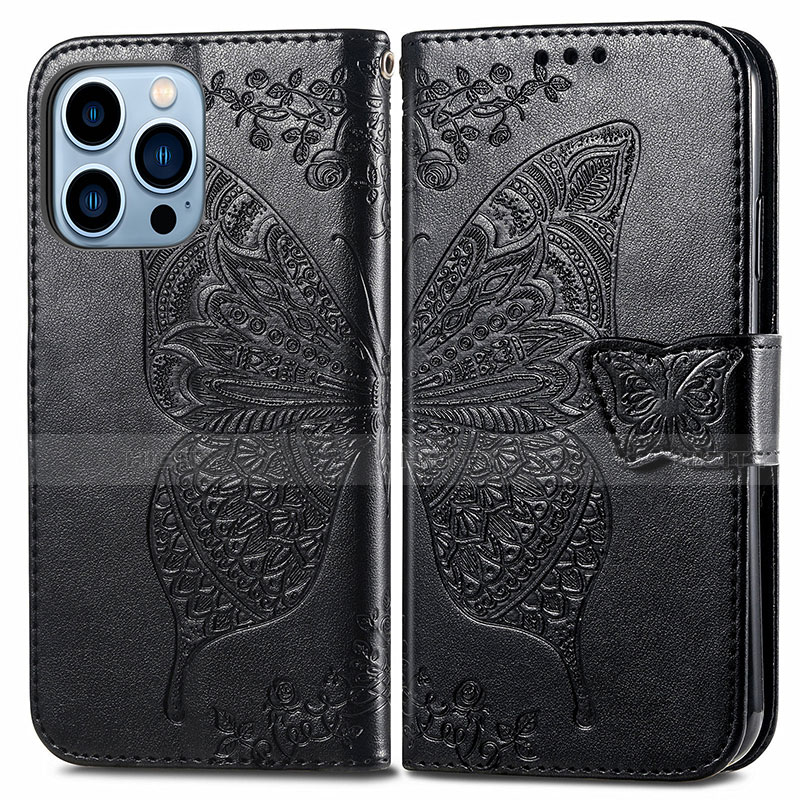 Coque Portefeuille Motif Fantaisie Livre Cuir Etui Clapet H07 pour Apple iPhone 13 Pro Max Noir Plus