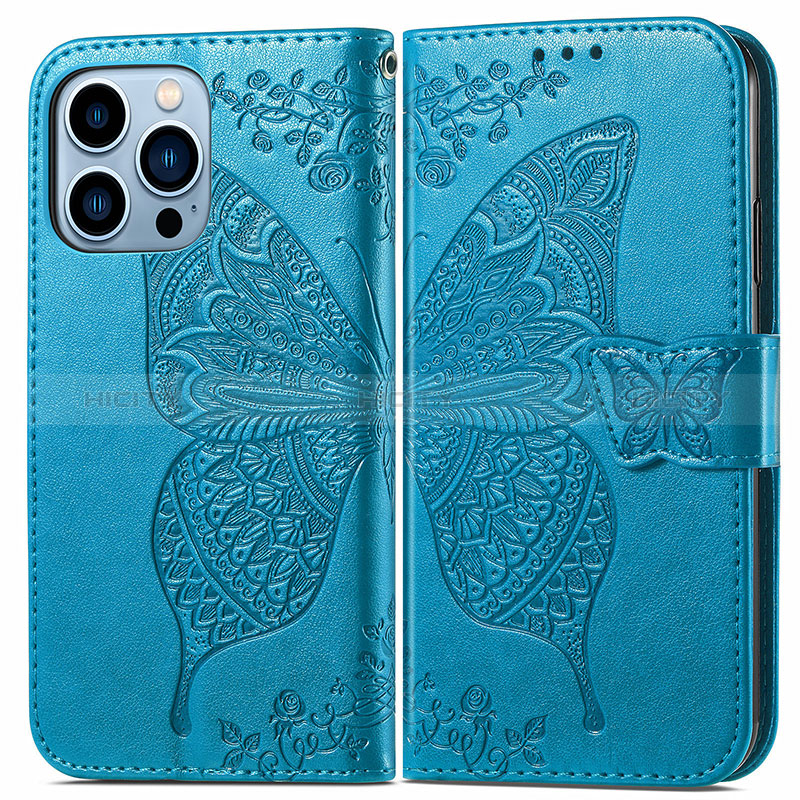 Coque Portefeuille Motif Fantaisie Livre Cuir Etui Clapet H07 pour Apple iPhone 14 Pro Max Bleu Plus