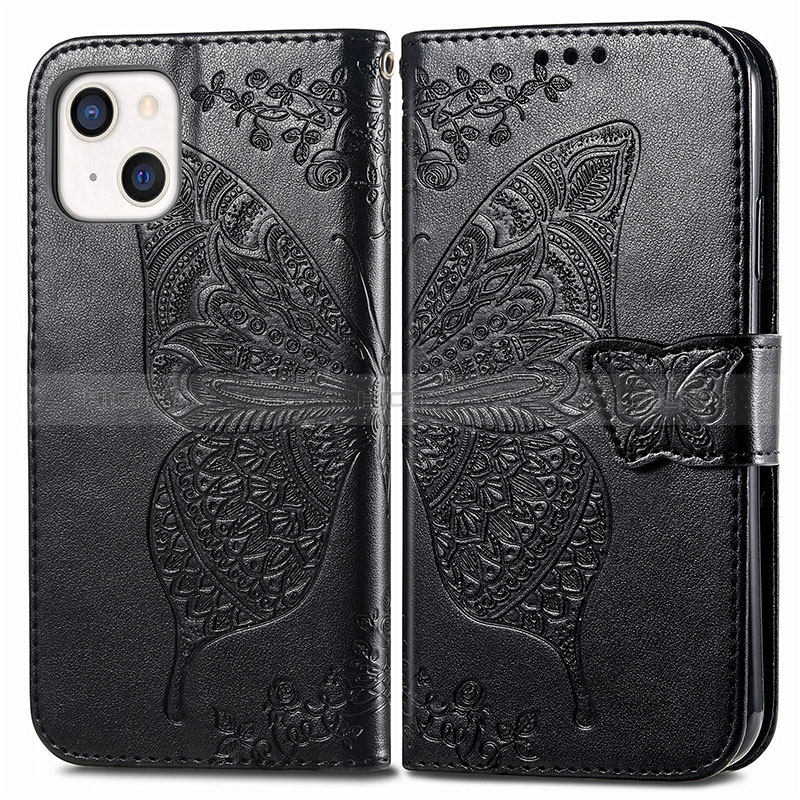 Coque Portefeuille Motif Fantaisie Livre Cuir Etui Clapet H07 pour Apple iPhone 15 Noir Plus