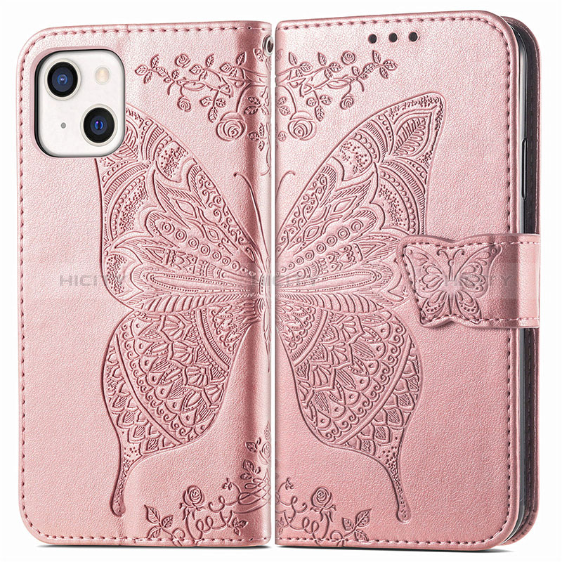 Coque Portefeuille Motif Fantaisie Livre Cuir Etui Clapet H07 pour Apple iPhone 15 Or Rose Plus