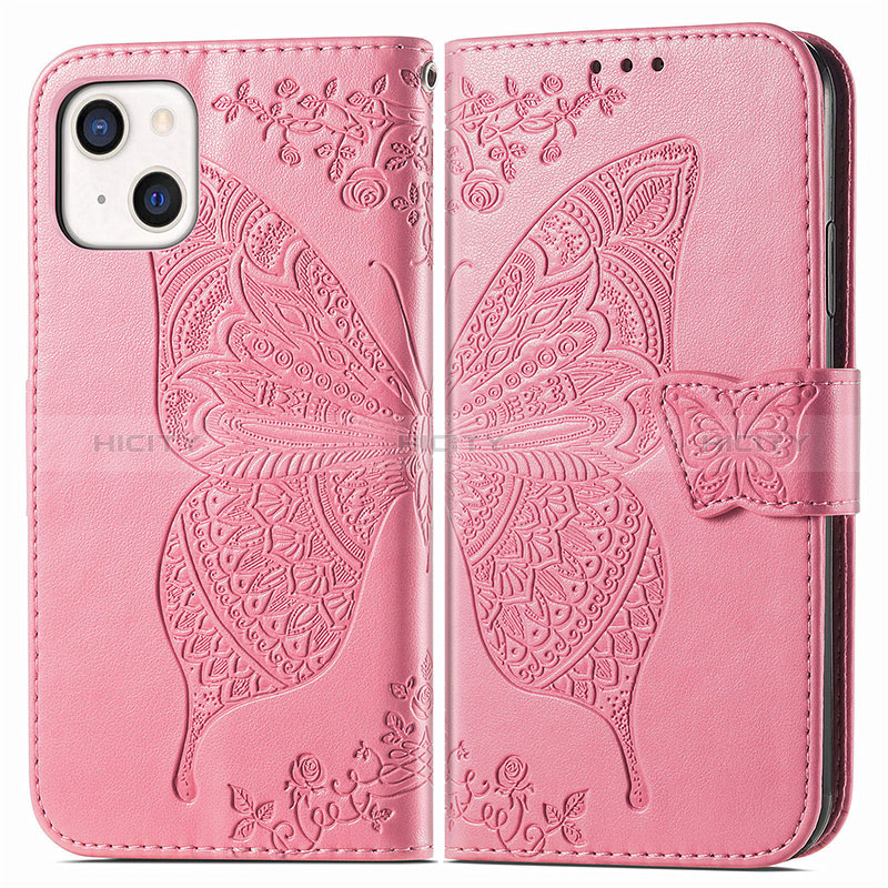 Coque Portefeuille Motif Fantaisie Livre Cuir Etui Clapet H07 pour Apple iPhone 15 Plus Rose Rouge Plus