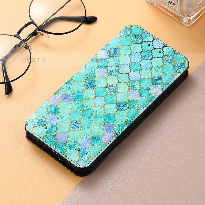 Coque Portefeuille Motif Fantaisie Livre Cuir Etui Clapet H09 pour Apple iPhone 15 Pro Max Vert Plus