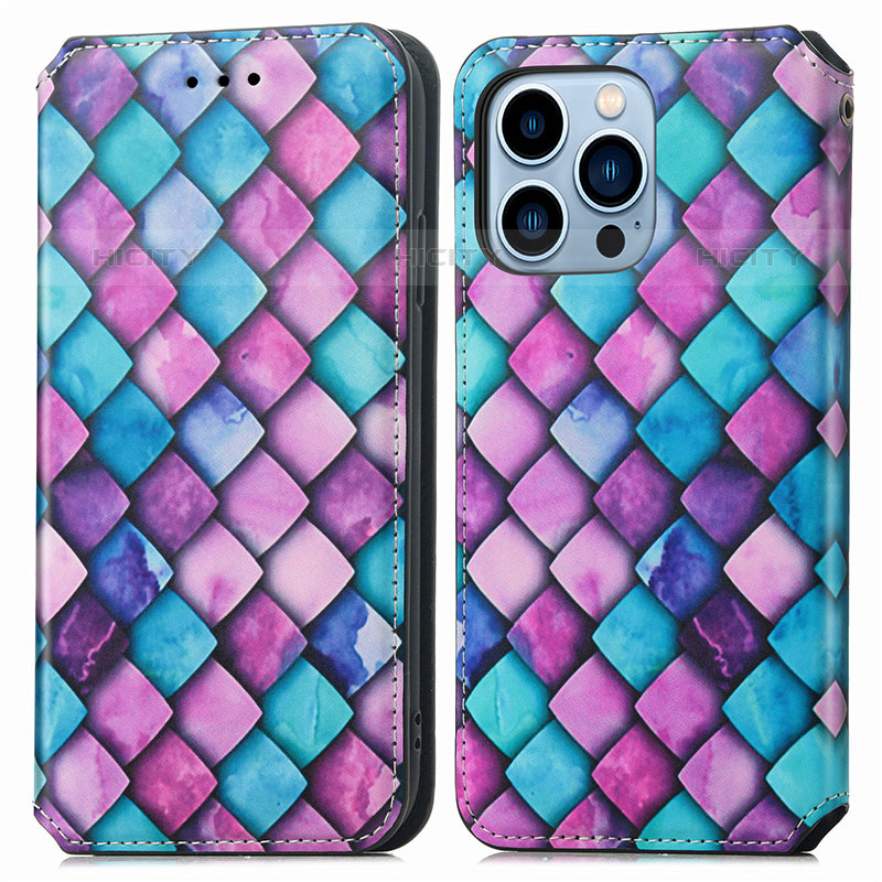 Coque Portefeuille Motif Fantaisie Livre Cuir Etui Clapet H10 pour Apple iPhone 15 Pro Max Violet Plus