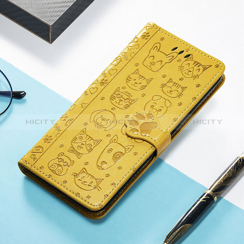 Coque Portefeuille Motif Fantaisie Livre Cuir Etui Clapet H11 pour Apple iPhone 14 Pro Jaune Plus