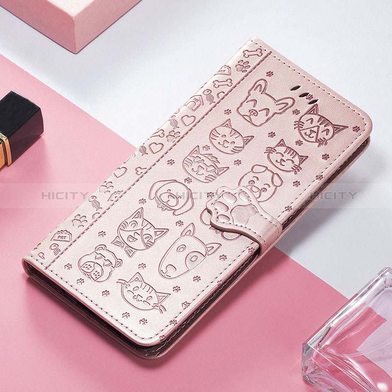 Coque Portefeuille Motif Fantaisie Livre Cuir Etui Clapet H11 pour Apple iPhone 14 Pro Max Or Rose Plus