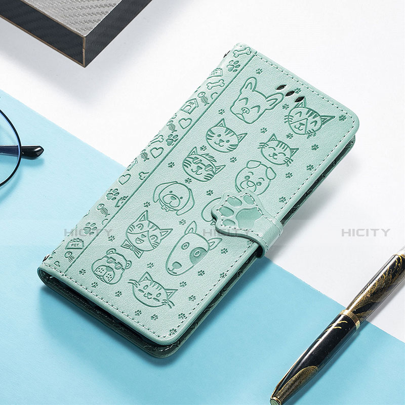 Coque Portefeuille Motif Fantaisie Livre Cuir Etui Clapet H12 pour Apple iPhone 14 Vert Plus