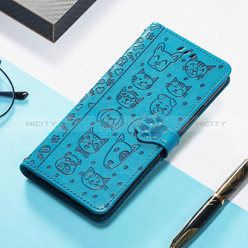 Coque Portefeuille Motif Fantaisie Livre Cuir Etui Clapet H12 pour Apple iPhone 15 Bleu Plus