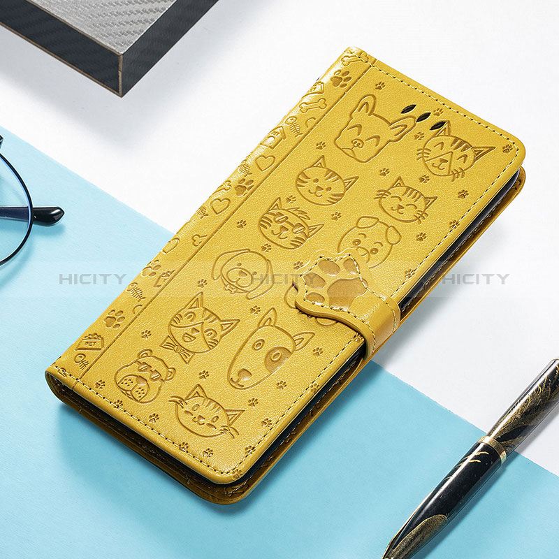 Coque Portefeuille Motif Fantaisie Livre Cuir Etui Clapet H12 pour Apple iPhone 15 Plus Jaune Plus