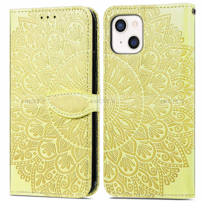 Coque Portefeuille Motif Fantaisie Livre Cuir Etui Clapet H13 pour Apple iPhone 15 Plus Jaune Plus