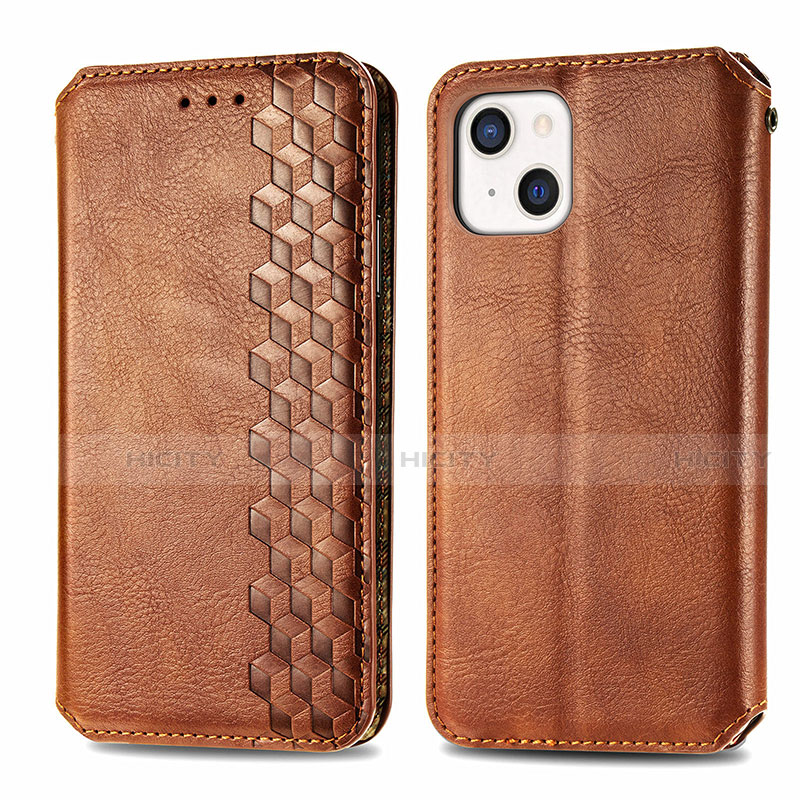 Coque Portefeuille Motif Fantaisie Livre Cuir Etui Clapet H15 pour Apple iPhone 13 Marron Plus