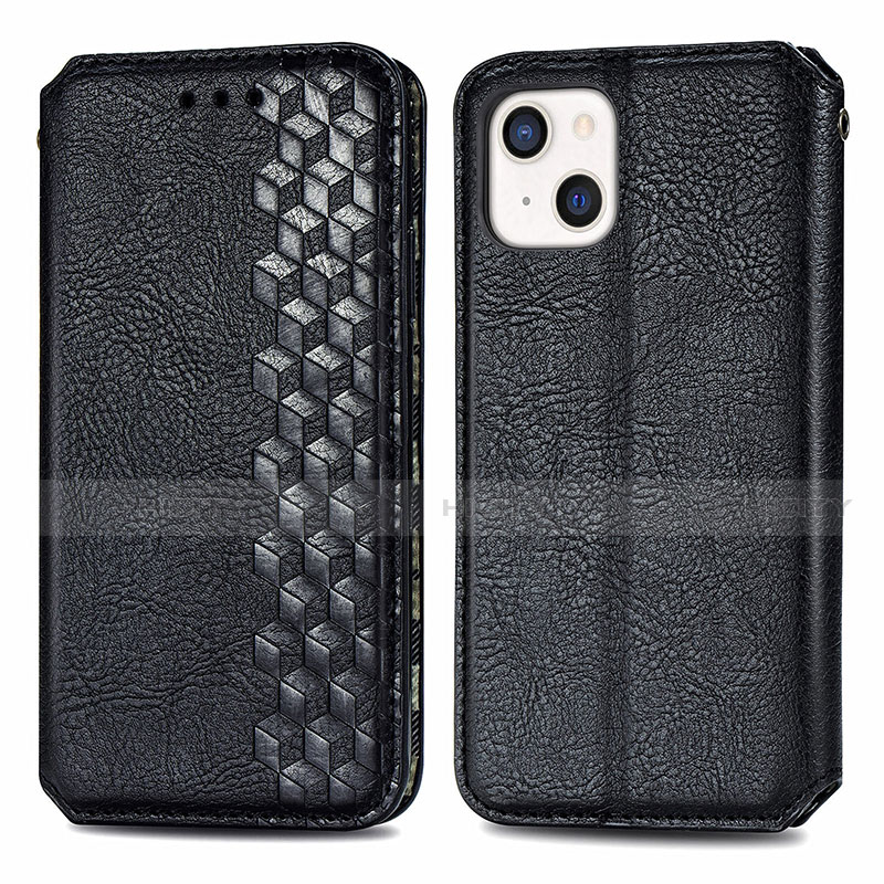 Coque Portefeuille Motif Fantaisie Livre Cuir Etui Clapet H15 pour Apple iPhone 13 Noir Plus