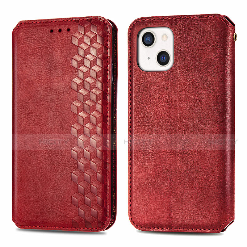 Coque Portefeuille Motif Fantaisie Livre Cuir Etui Clapet H15 pour Apple iPhone 13 Rouge Plus