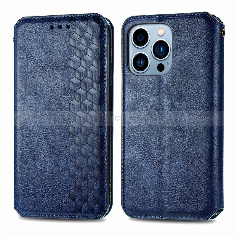 Coque Portefeuille Motif Fantaisie Livre Cuir Etui Clapet H15 pour Apple iPhone 14 Pro Bleu Plus