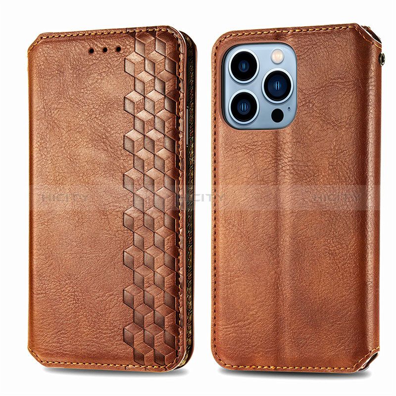 Coque Portefeuille Motif Fantaisie Livre Cuir Etui Clapet H15 pour Apple iPhone 14 Pro Marron Plus