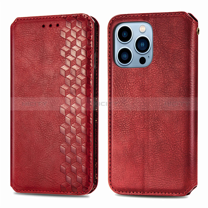 Coque Portefeuille Motif Fantaisie Livre Cuir Etui Clapet H15 pour Apple iPhone 14 Pro Max Rouge Plus