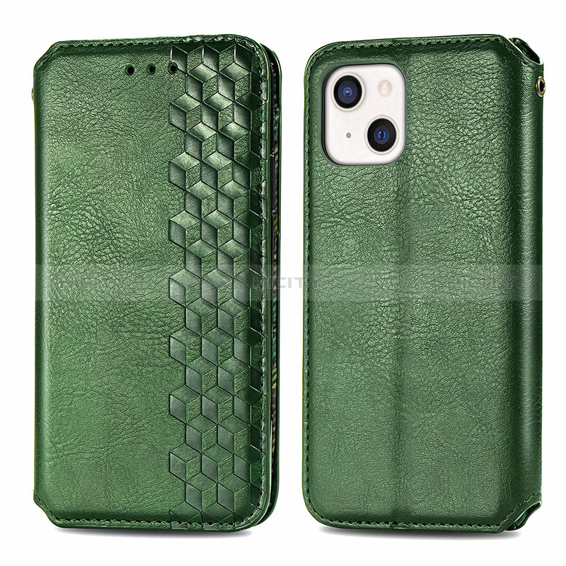 Coque Portefeuille Motif Fantaisie Livre Cuir Etui Clapet H15 pour Apple iPhone 15 Vert Plus