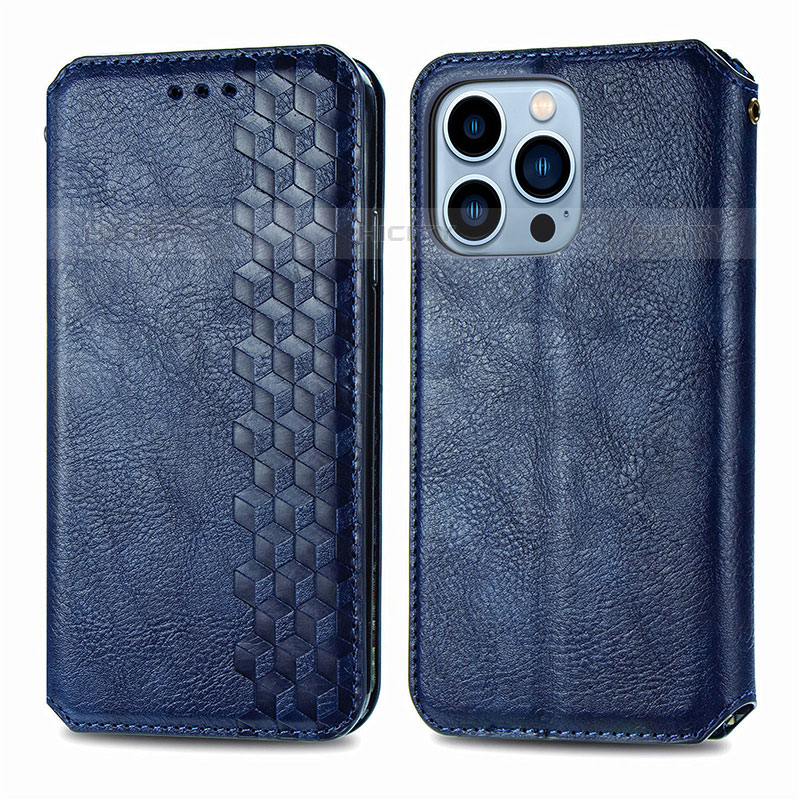 Coque Portefeuille Motif Fantaisie Livre Cuir Etui Clapet H15 pour Apple iPhone 16 Pro Max Bleu Plus