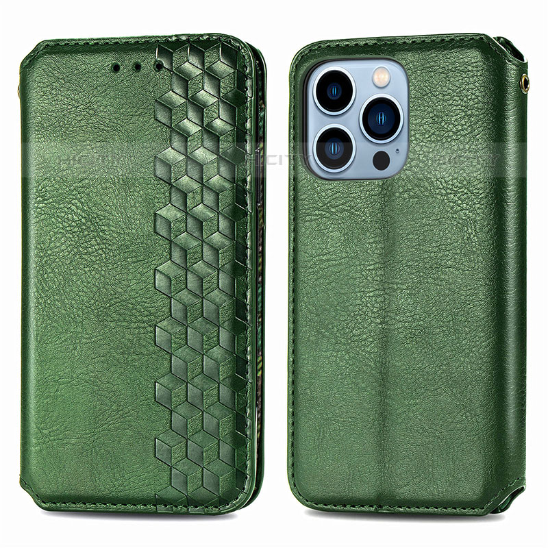 Coque Portefeuille Motif Fantaisie Livre Cuir Etui Clapet H15 pour Apple iPhone 16 Pro Max Vert Plus