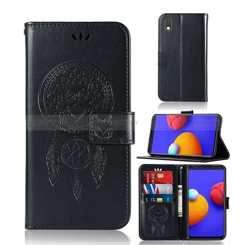 Coque Portefeuille Motif Fantaisie Livre Cuir Etui Clapet JX1 pour Samsung Galaxy A01 Core Noir Plus